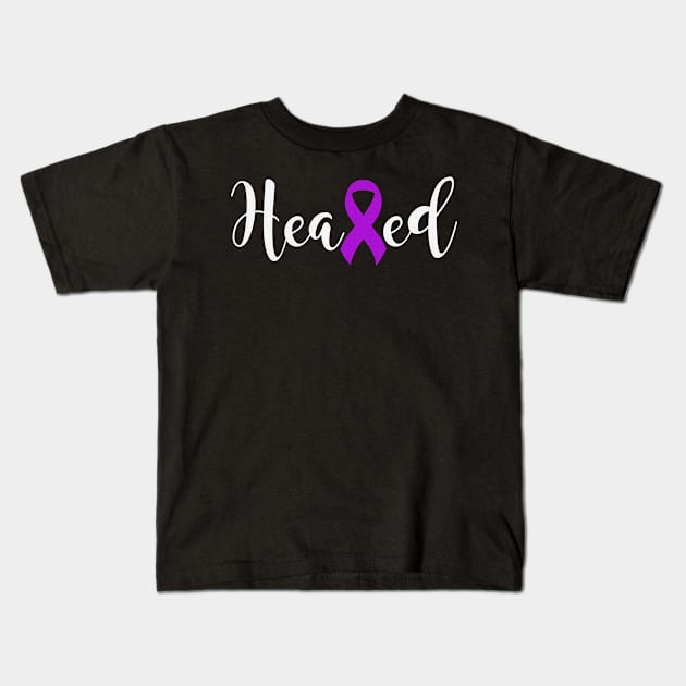 Heal Cancer Never Give Up Alzheimers Awareness Purple Ribbon Warrior Hope Cure Kids T-Shirt by celsaclaudio506